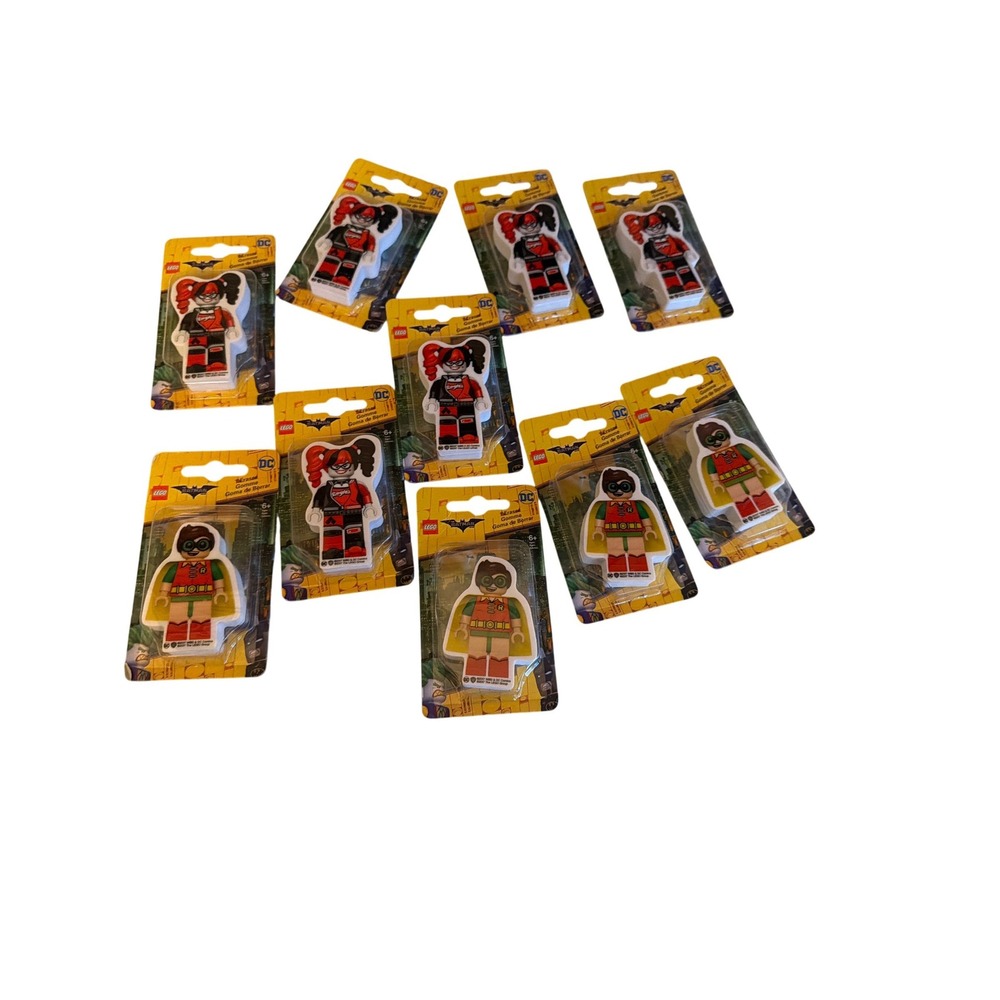 LEGO Eraser Multicolor Batman Movie‎ Robin Harley Quinn 10 Pack 51936 New